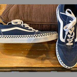 Vans Old Skool, youth sz 5.5, blue/white/checkered, suede & canvas
